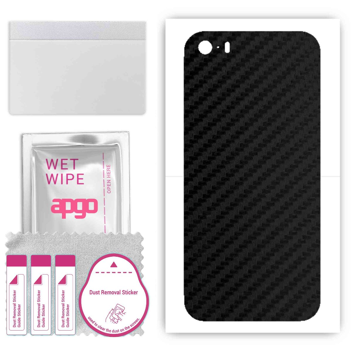 Folia naklejka skórka strukturalna na TYŁ do Apple iPhone SE (2016 pierwszy model) - Carbon - apgo SKINS