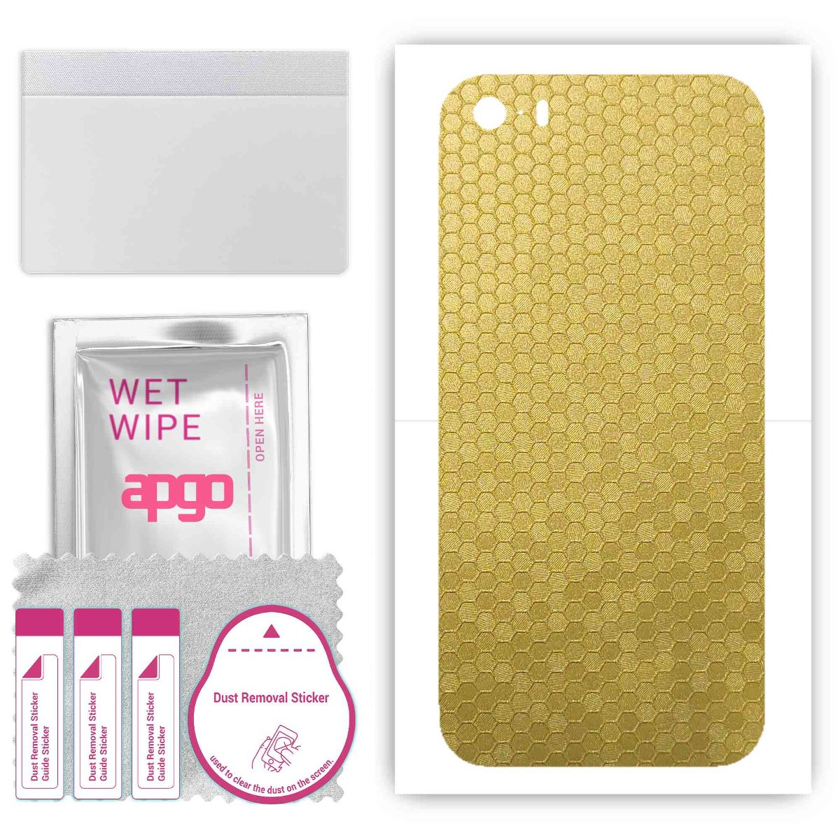 Folia naklejka skórka strukturalna na TYŁ do Apple iPhone SE (2016 pierwszy model) -  Plaster Miodu Złoty - apgo SKINS