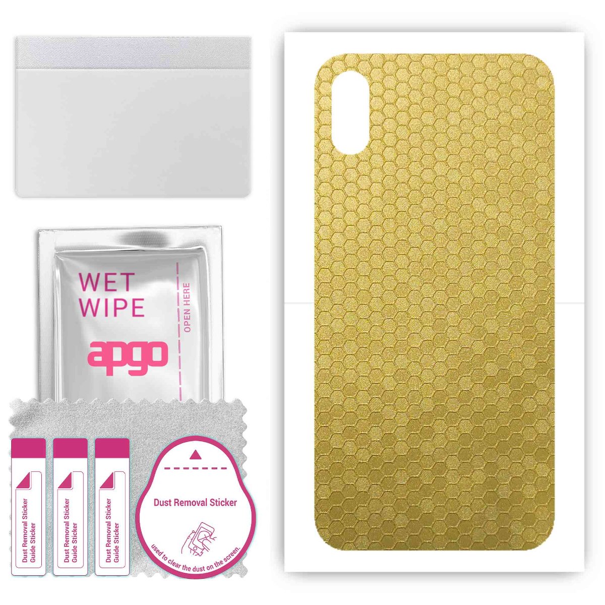 Folia naklejka skórka strukturalna na TYŁ do Apple iPhone X -  Plaster Miodu Złoty - apgo SKINS
