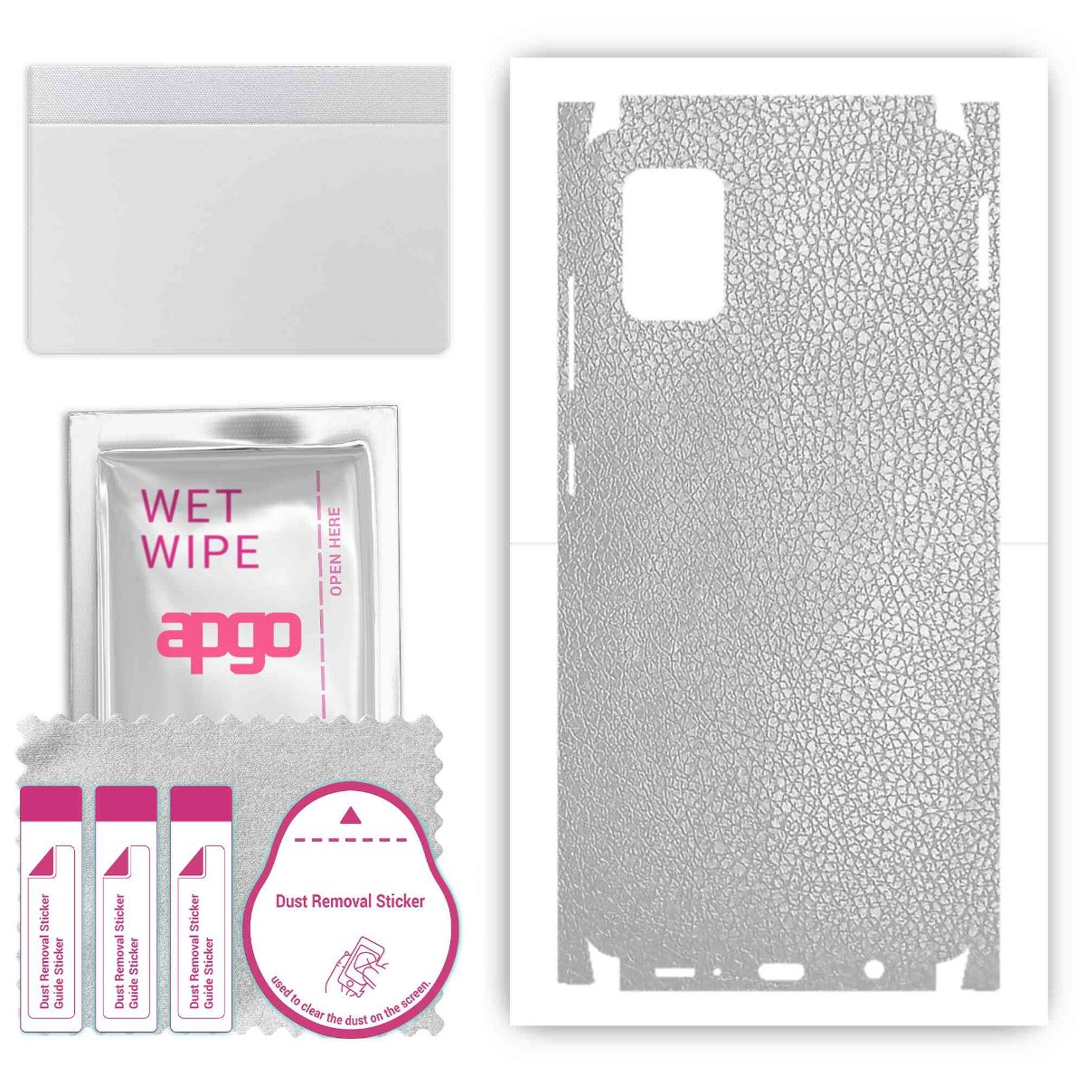 Folia naklejka skórka strukturalna na TYŁ+BOKI do Samsung Galaxy A51 -  Skóra Srebrna - apgo SKINS