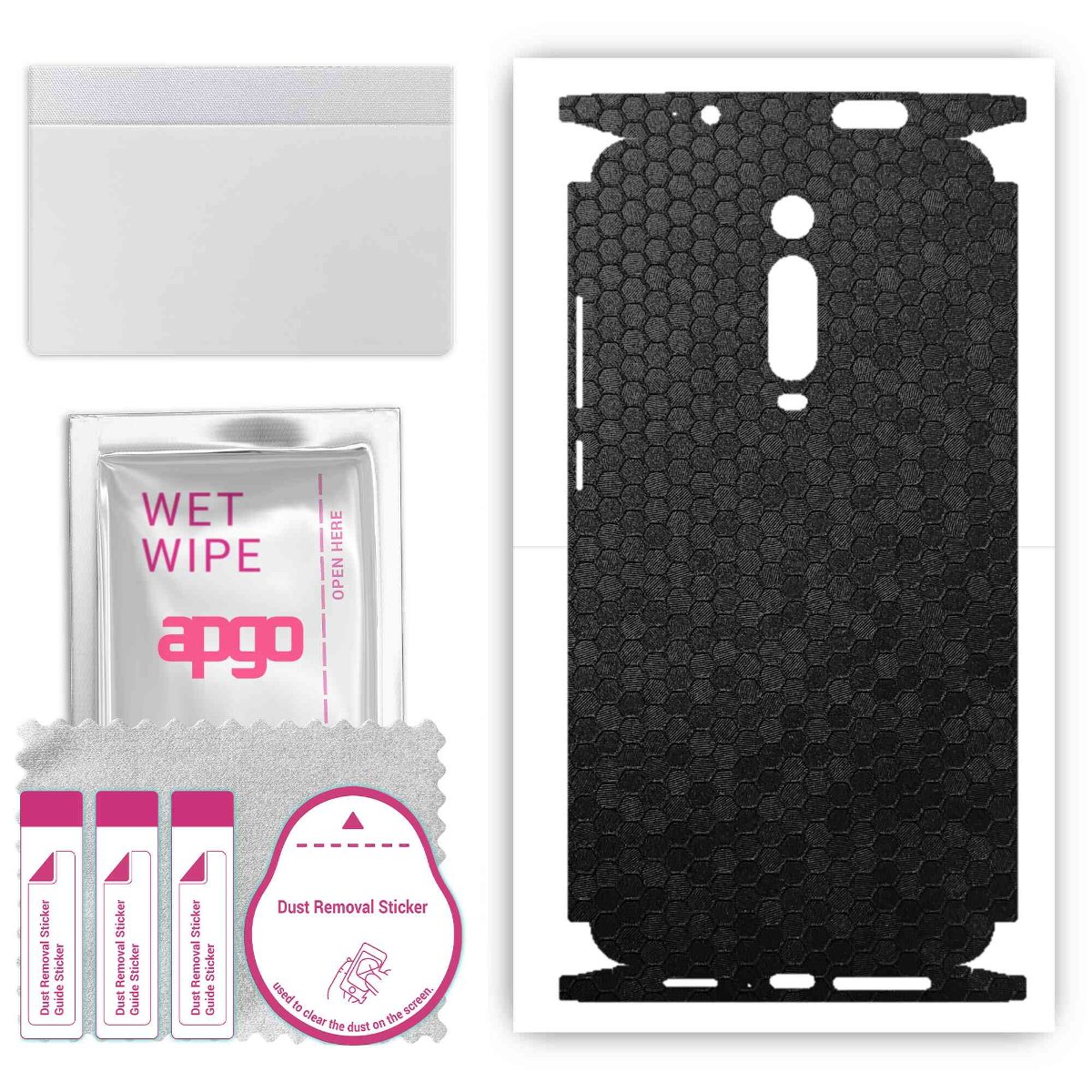 Folia naklejka skórka strukturalna na TYŁ+BOKI do Xiaomi Mi 9T -  Plaster Miodu Czarny - apgo SKINS