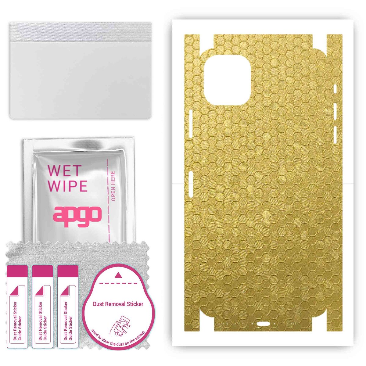 Folia naklejka skórka strukturalna na TYŁ+BOKI do Apple iPhone 11 Pro Max -  Plaster Miodu Złoty - apgo SKINS