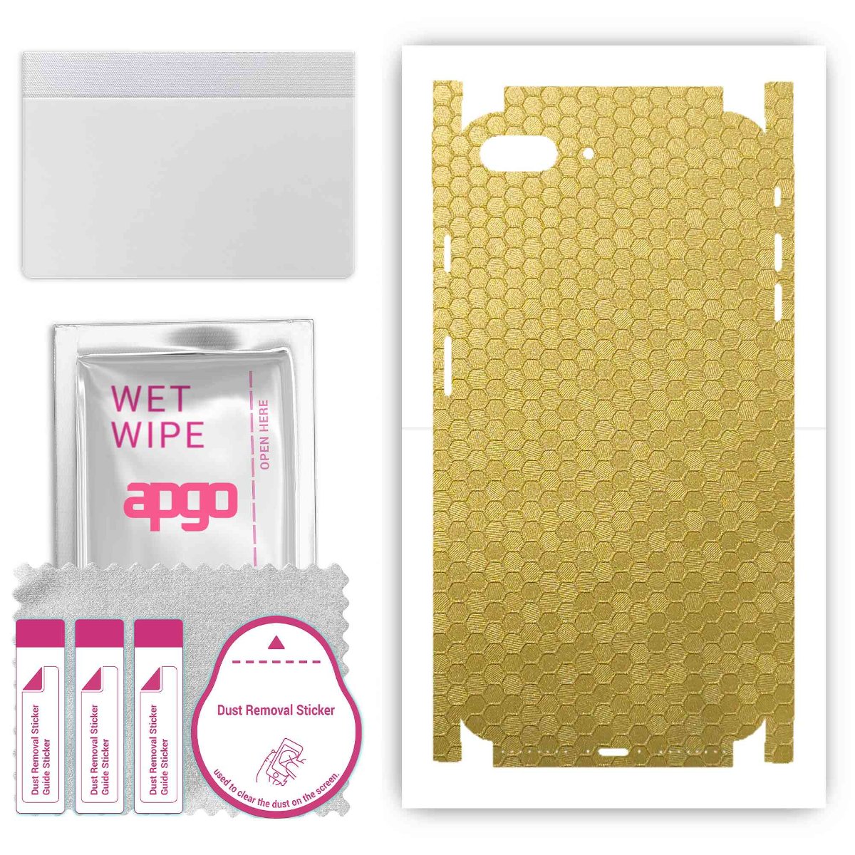 Folia naklejka skórka strukturalna na TYŁ+BOKI do Apple iPhone 7 Plus -  Plaster Miodu Złoty - apgo SKINS