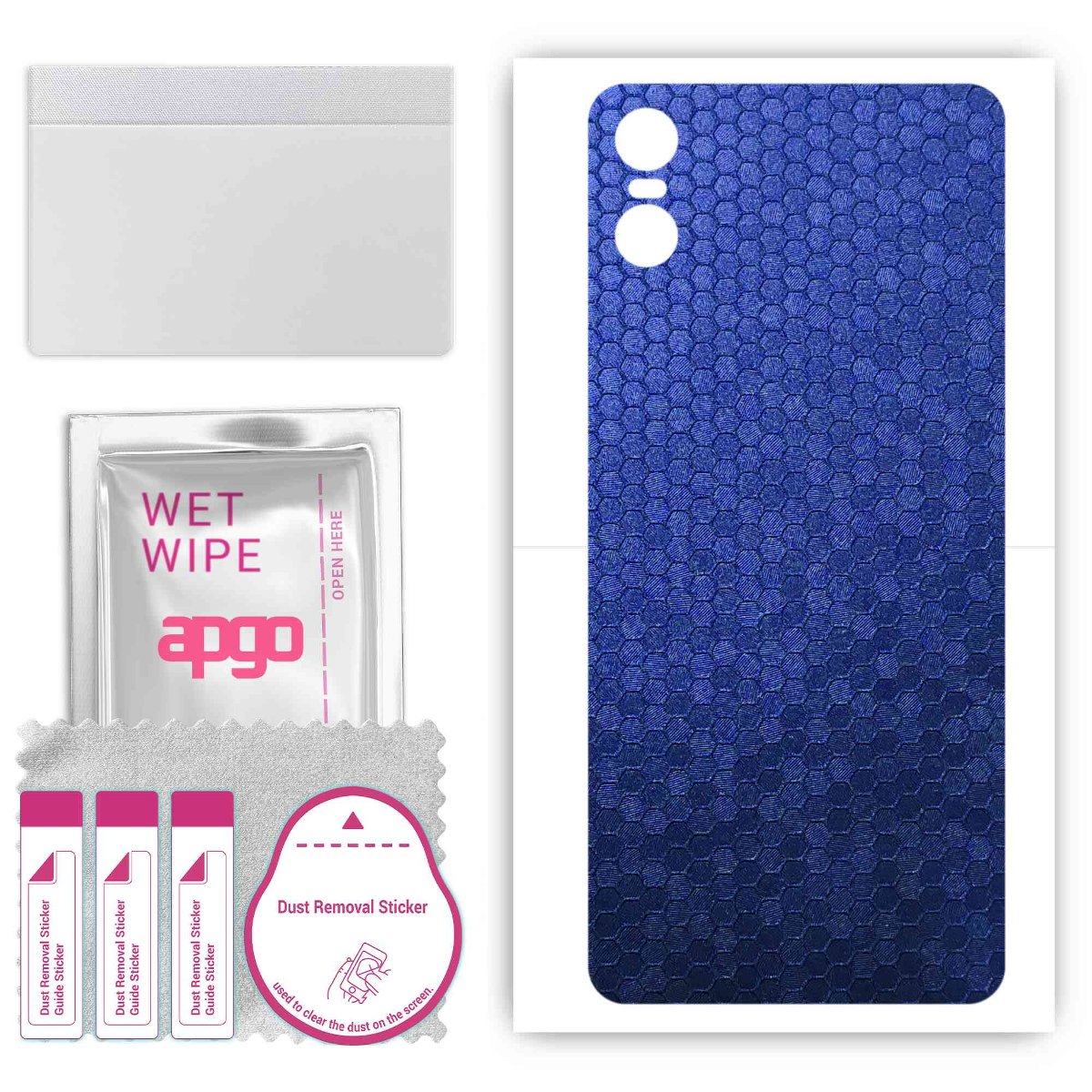 Folia naklejka skórka strukturalna na TYŁ do Motorola One (P30 Play) -  Plaster Miodu Niebieski - apgo SKINS