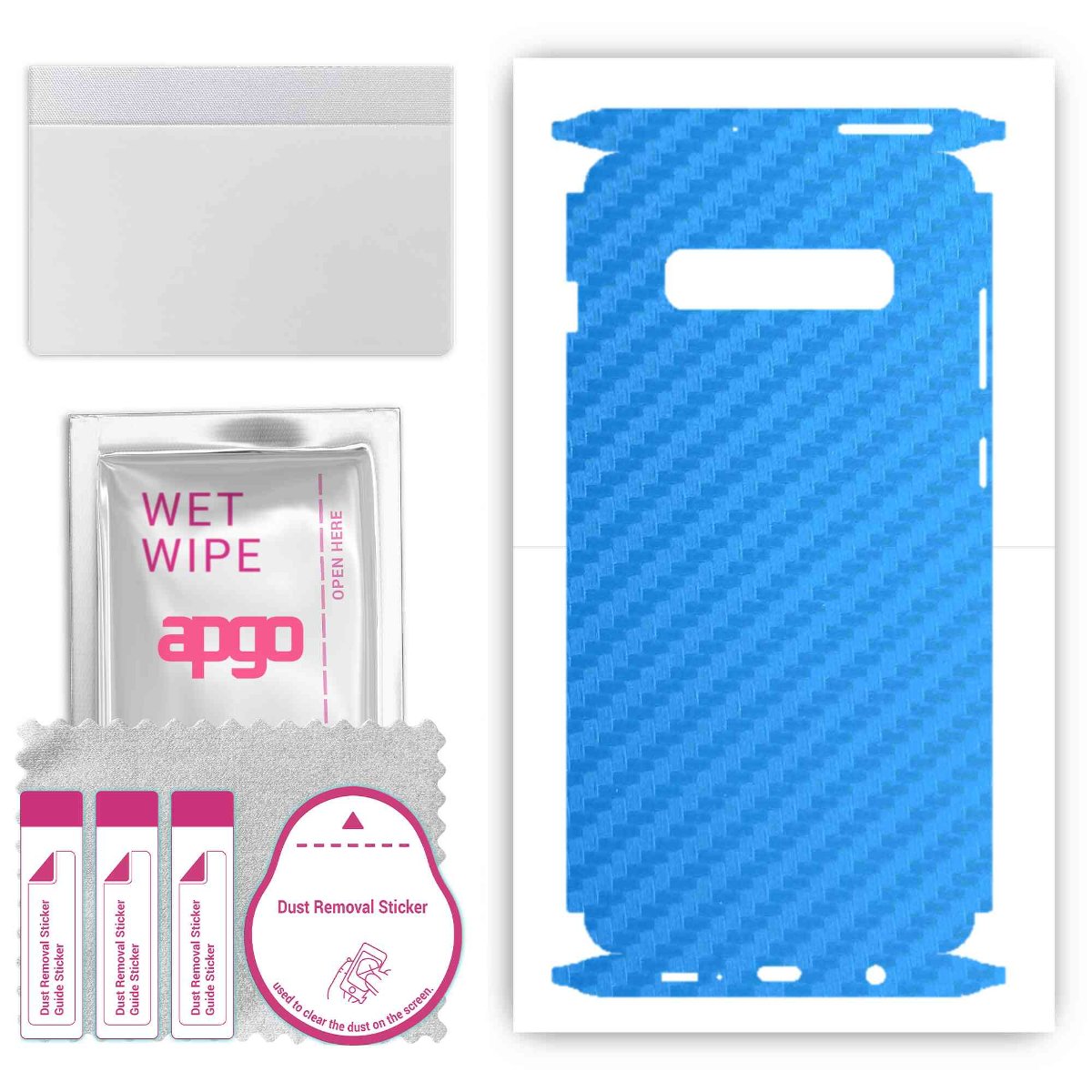 Folia naklejka skórka strukturalna na TYŁ+BOKI do Samsung Galaxy S10+ - Carbon Niebieski - apgo SKINS