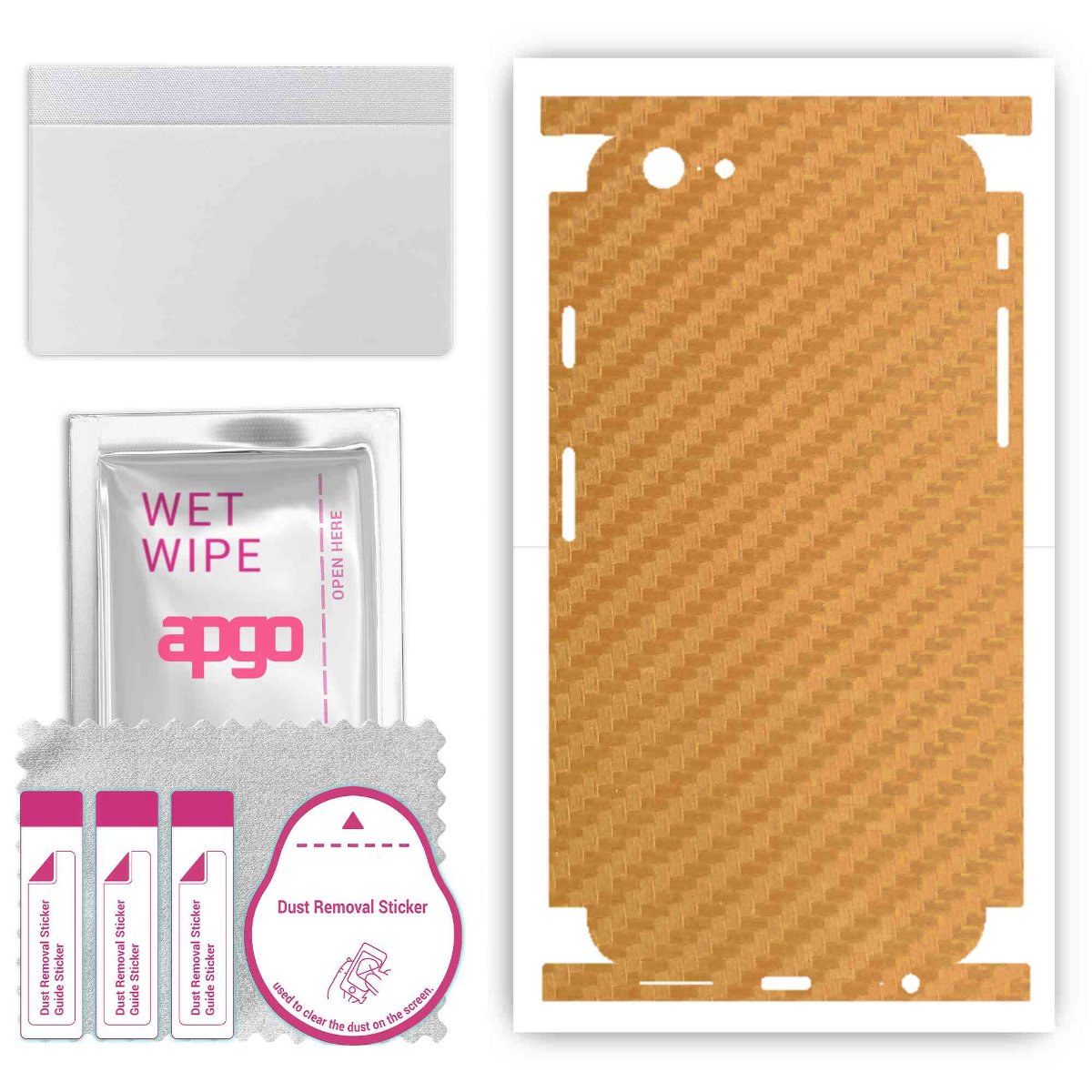 Folia naklejka skórka strukturalna na TYŁ+BOKI do Apple iPhone 6 -  Carbon Złoty - apgo SKINS