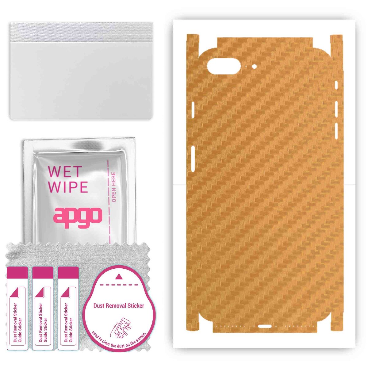 Folia naklejka skórka strukturalna na TYŁ+BOKI do Apple iPhone 8 Plus -  Carbon Złoty - apgo SKINS