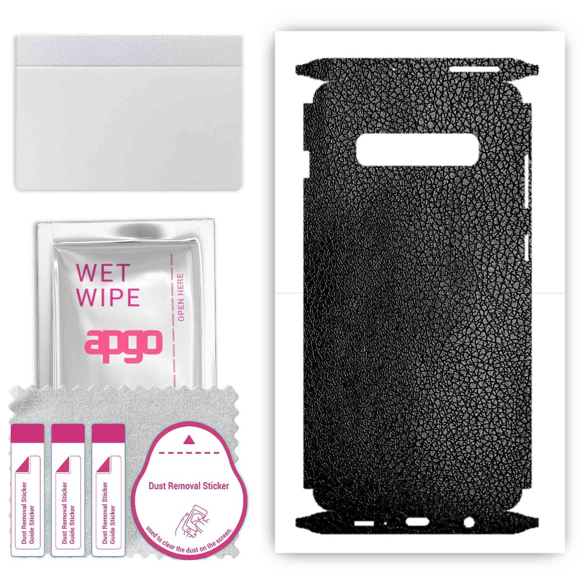 Folia naklejka skórka strukturalna na TYŁ+BOKI do Samsung Galaxy S10+ - Skóra Czarna - apgo SKINS