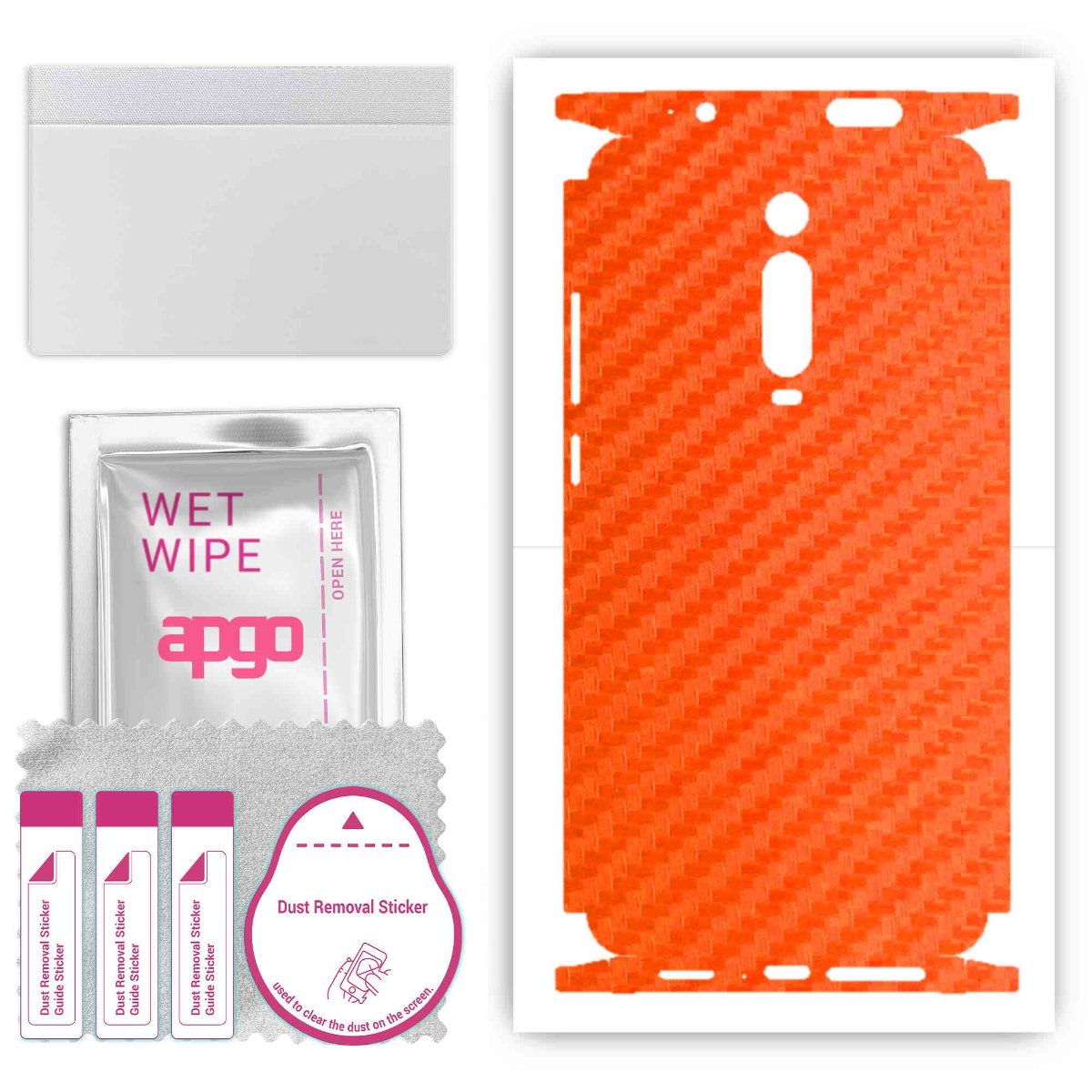 Folia naklejka skórka strukturalna na TYŁ+BOKI do Xiaomi Mi 9T Pro -  Carbon Pomarańczowy - apgo SKINS