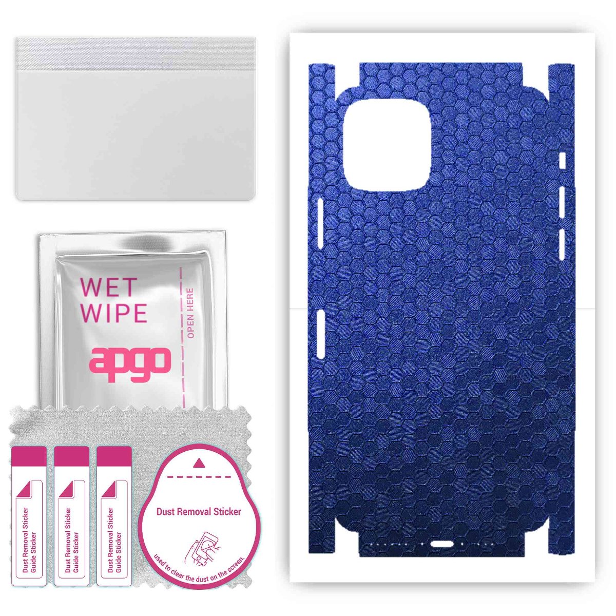 Folia naklejka skórka strukturalna na TYŁ+BOKI do Apple iPhone 11 Pro -  Plaster Miodu Niebieski - apgo SKINS