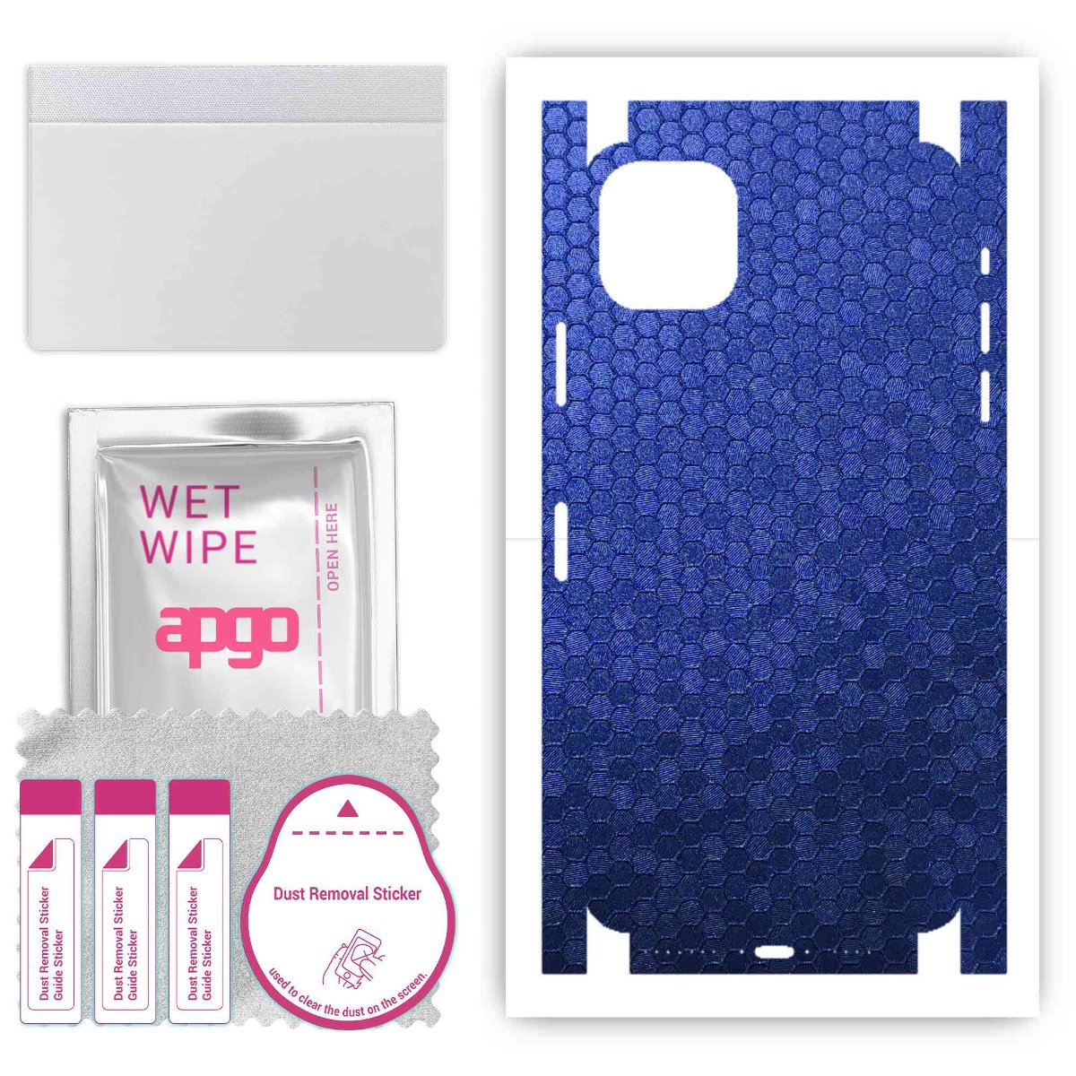 Folia naklejka skórka strukturalna na TYŁ+BOKI do Apple iPhone 11 Pro Max -  Plaster Miodu Niebieski - apgo SKINS