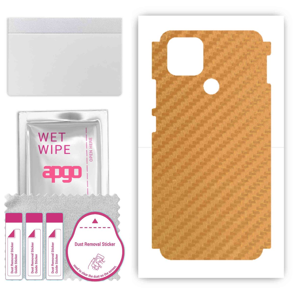 Folia naklejka skórka strukturalna na TYŁ+BOKI do Oppo A15 -  Carbon Złoty - apgo SKINS