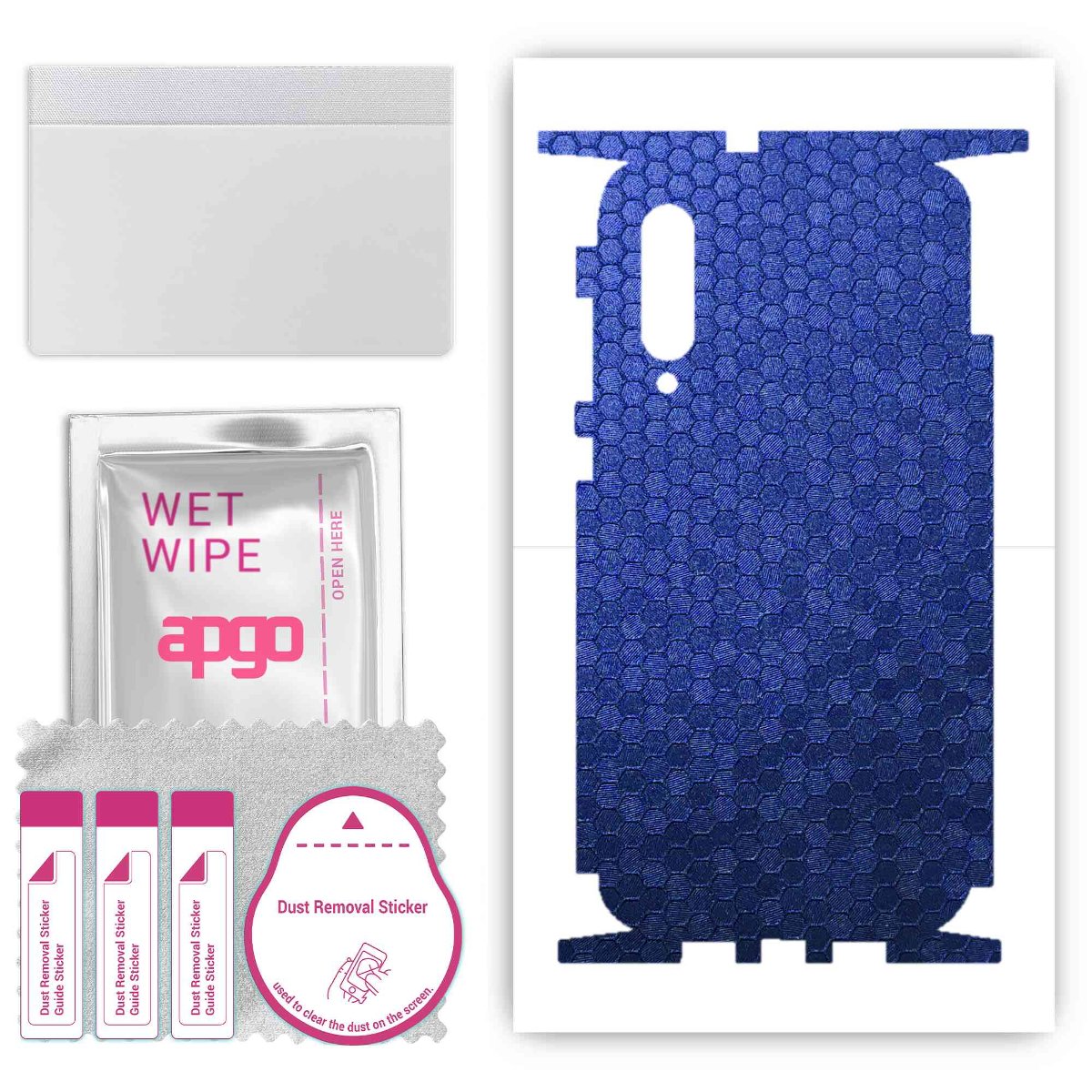 Folia naklejka skórka strukturalna na TYŁ+BOKI do Xiaomi Mi 9 Pro -  Plaster Miodu Niebieski - apgo SKINS