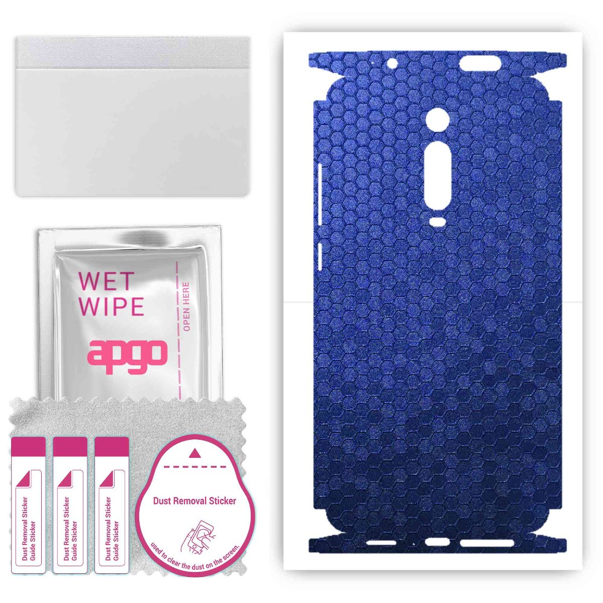 Folia naklejka skórka strukturalna na TYŁ+BOKI do Xiaomi Mi 9T -  Plaster Miodu Niebieski - apgo SKINS