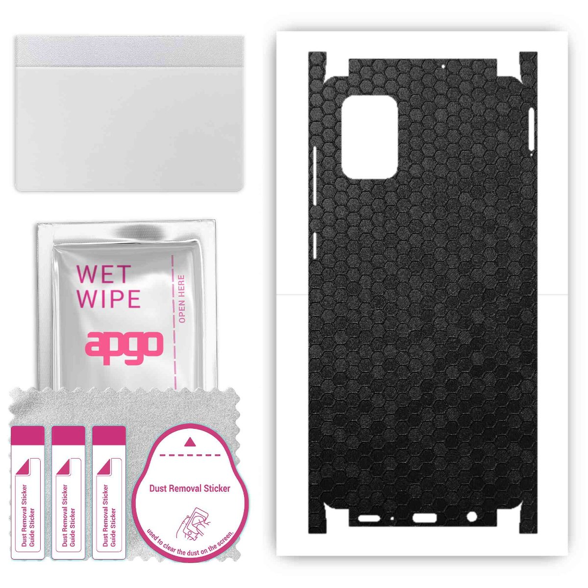 Folia naklejka skórka strukturalna na TYŁ+BOKI do Samsung Galaxy A71 -  Plaster Miodu Czarny - apgo SKINS