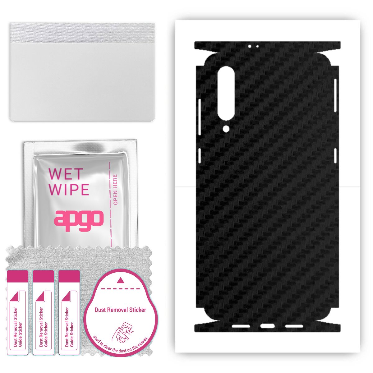 Folia naklejka skórka strukturalna na TYŁ+BOKI do Xiaomi Mi 9 -  Carbon Czarny - apgo SKINS