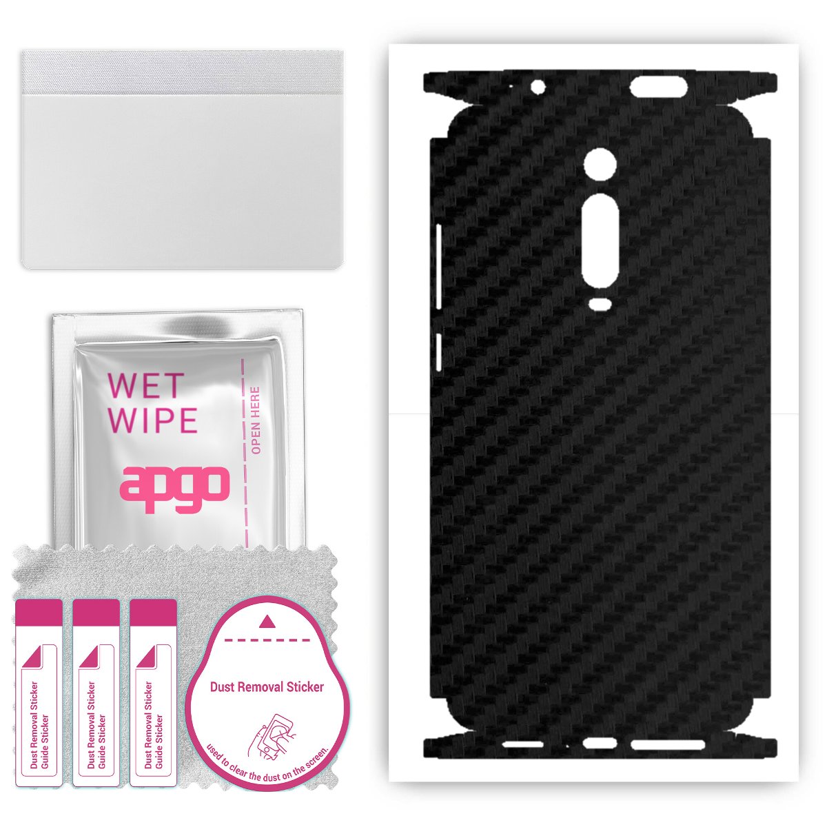 Folia naklejka skórka strukturalna na TYŁ+BOKI do Xiaomi Mi 9T -  Carbon Czarny - apgo SKINS