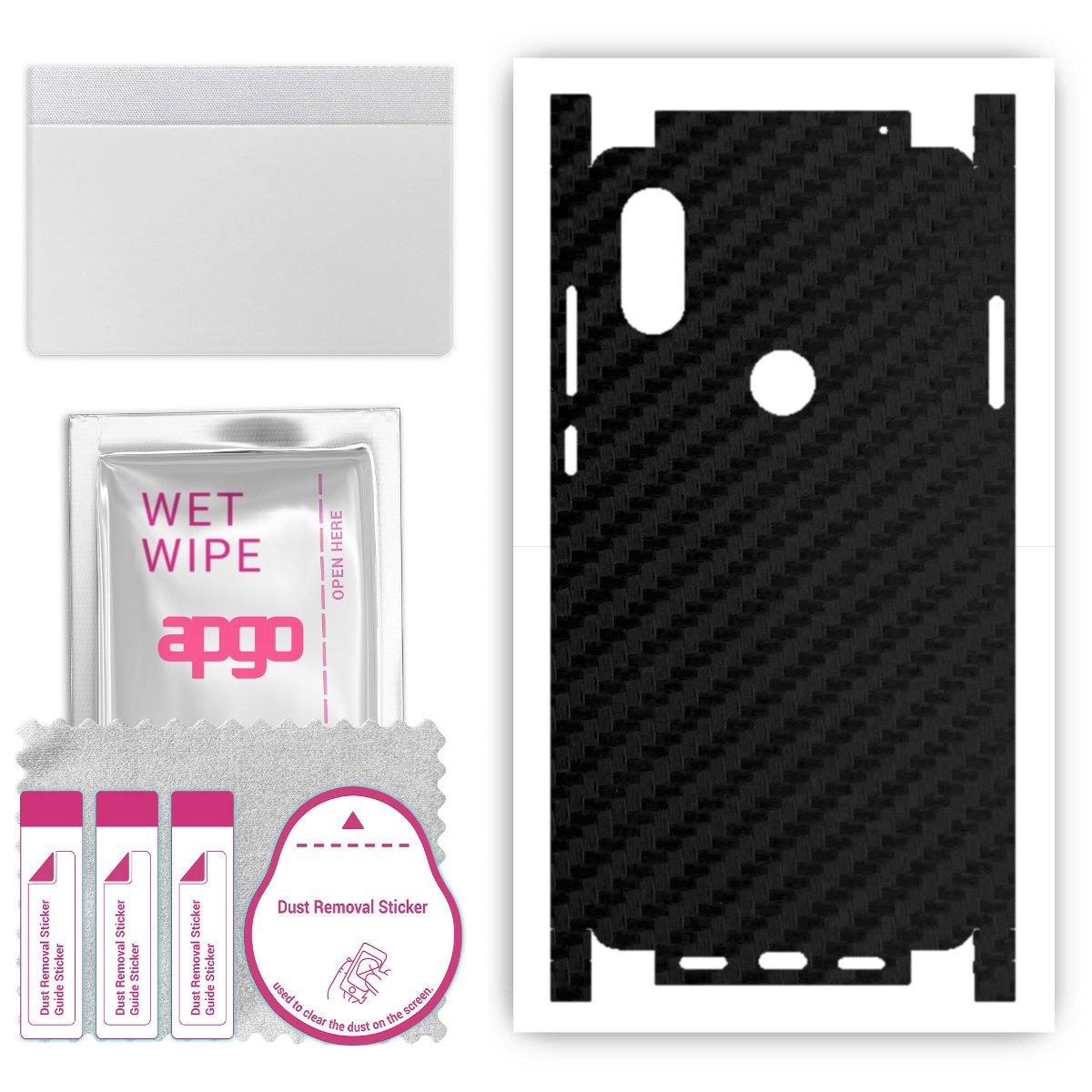 Folia naklejka skórka strukturalna na TYŁ+BOKI do Xiaomi Mi Mix 2S -  Carbon Czarny - apgo SKINS