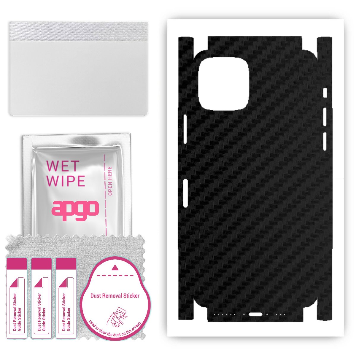 Folia naklejka skórka strukturalna na TYŁ+BOKI do Apple iPhone 11 Pro -  Carbon Czarny - apgo SKINS