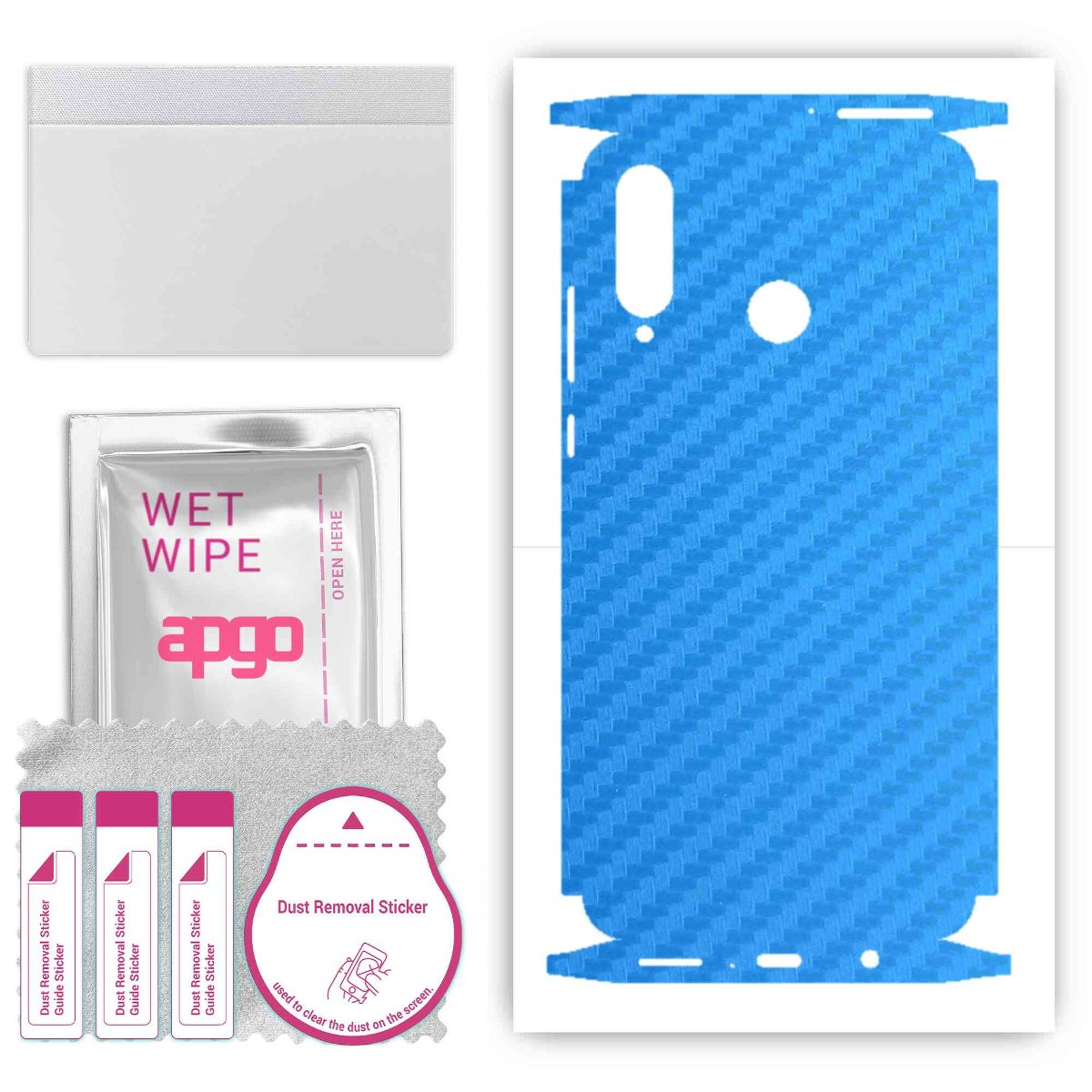 Folia naklejka skórka strukturalna na TYŁ+BOKI do Huawei P30 lite -  Carbon Niebieski - apgo SKINS