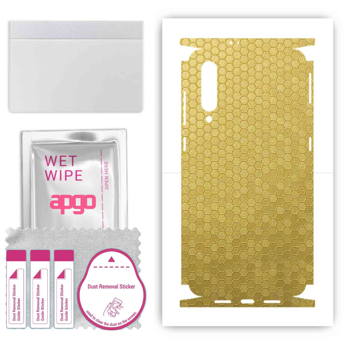 Folia naklejka skórka strukturalna na TYŁ+BOKI do Xiaomi Mi 9 -  Plaster Miodu Złoty - apgo SKINS