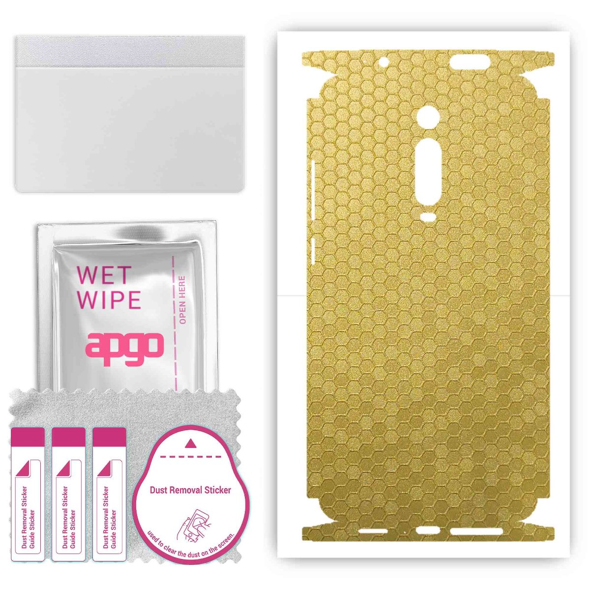 Folia naklejka skórka strukturalna na TYŁ+BOKI do Xiaomi Mi 9T -  Plaster Miodu Złoty - apgo SKINS