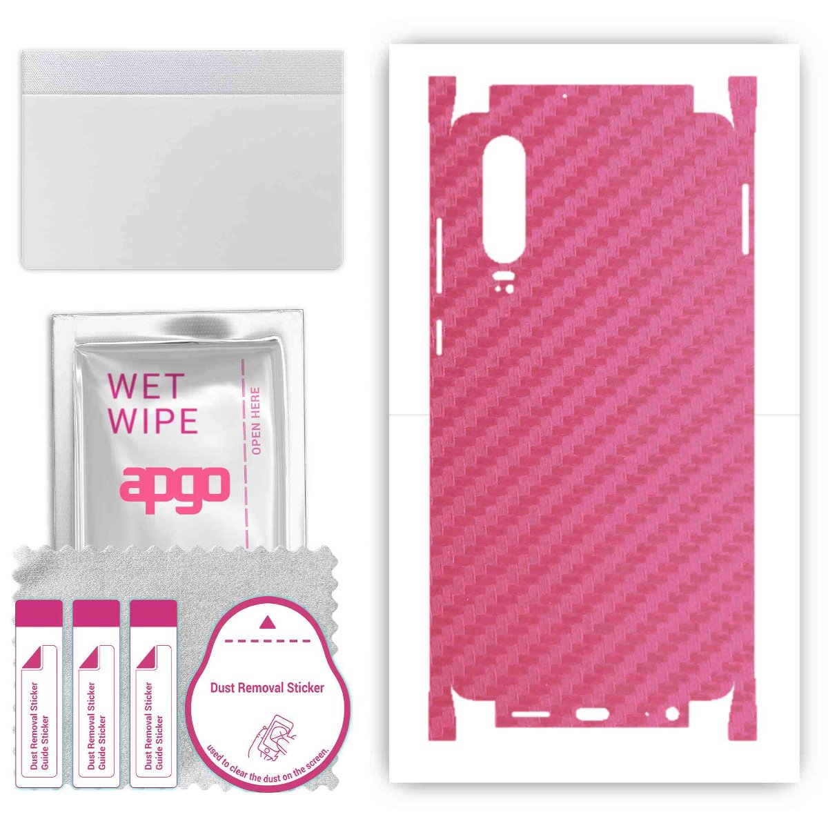 Folia naklejka skórka strukturalna na TYŁ+BOKI do Huawei P30 -  Carbon Różowy - apgo SKINS