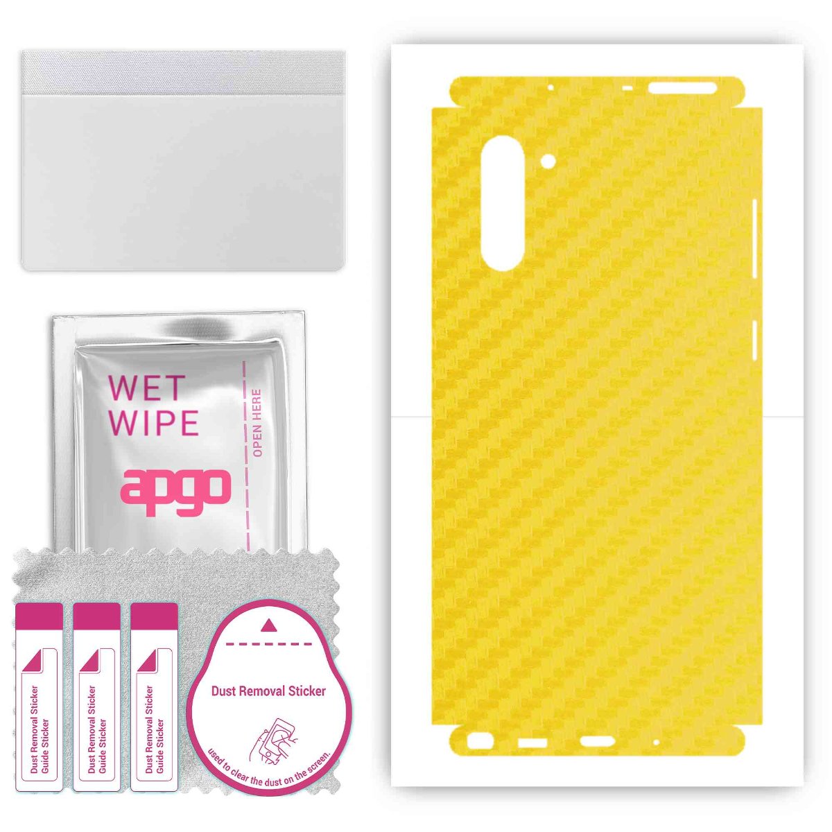 Folia naklejka skórka strukturalna na TYŁ+BOKI do Samsung Galaxy Note 10 -  Carbon Żółty - apgo SKINS