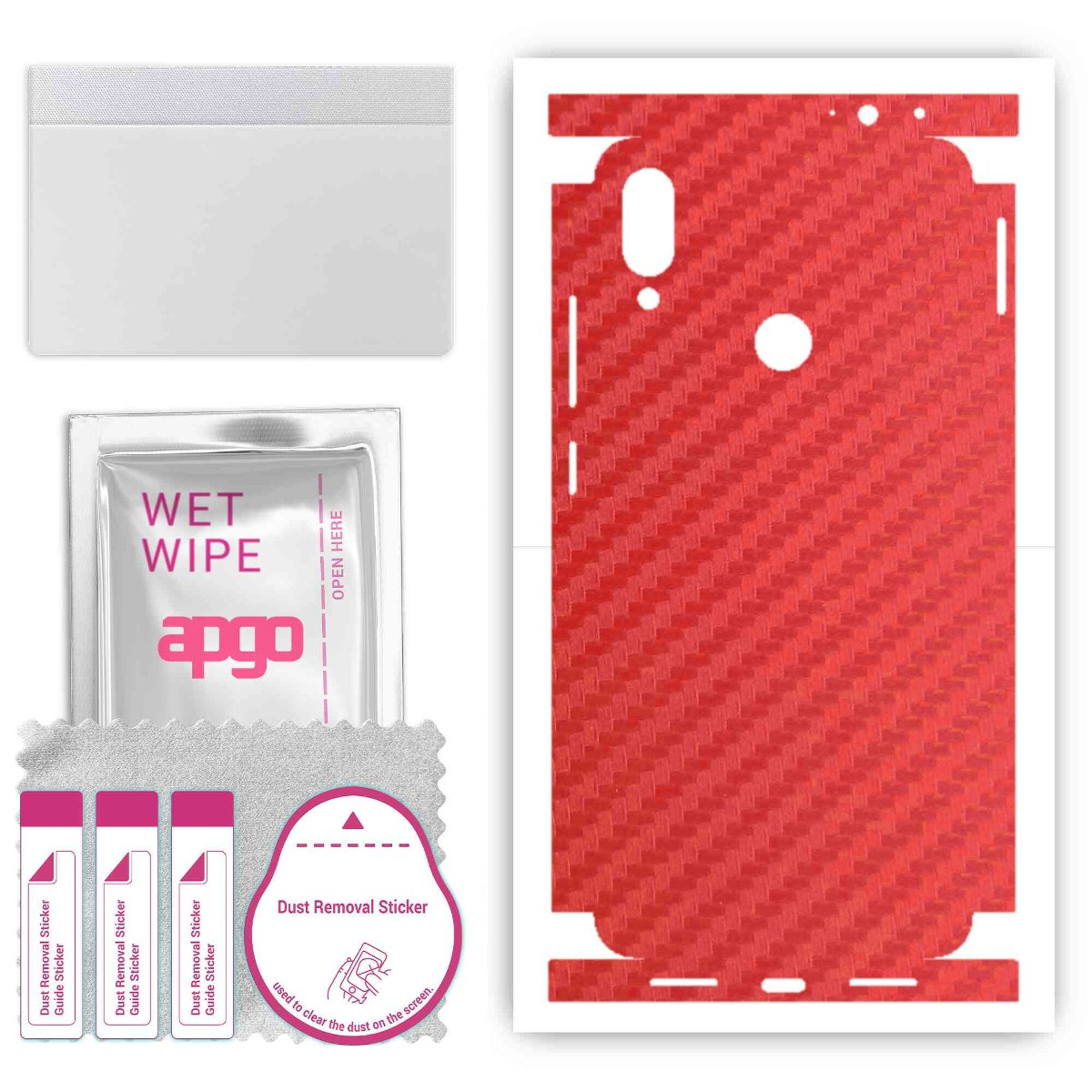 Folia naklejka skórka strukturalna na TYŁ+BOKI do Xiaomi Redmi Note 7 -  Carbon Czerwony - apgo SKINS