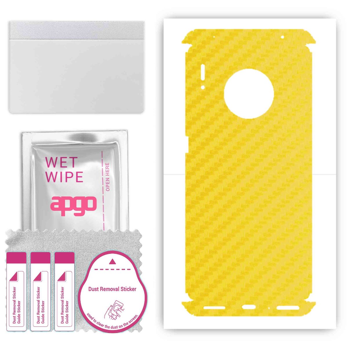 Folia naklejka skórka strukturalna na TYŁ+BOKI do Huawei Mate 30 Pro 5G -  Carbon Żółty - apgo SKINS