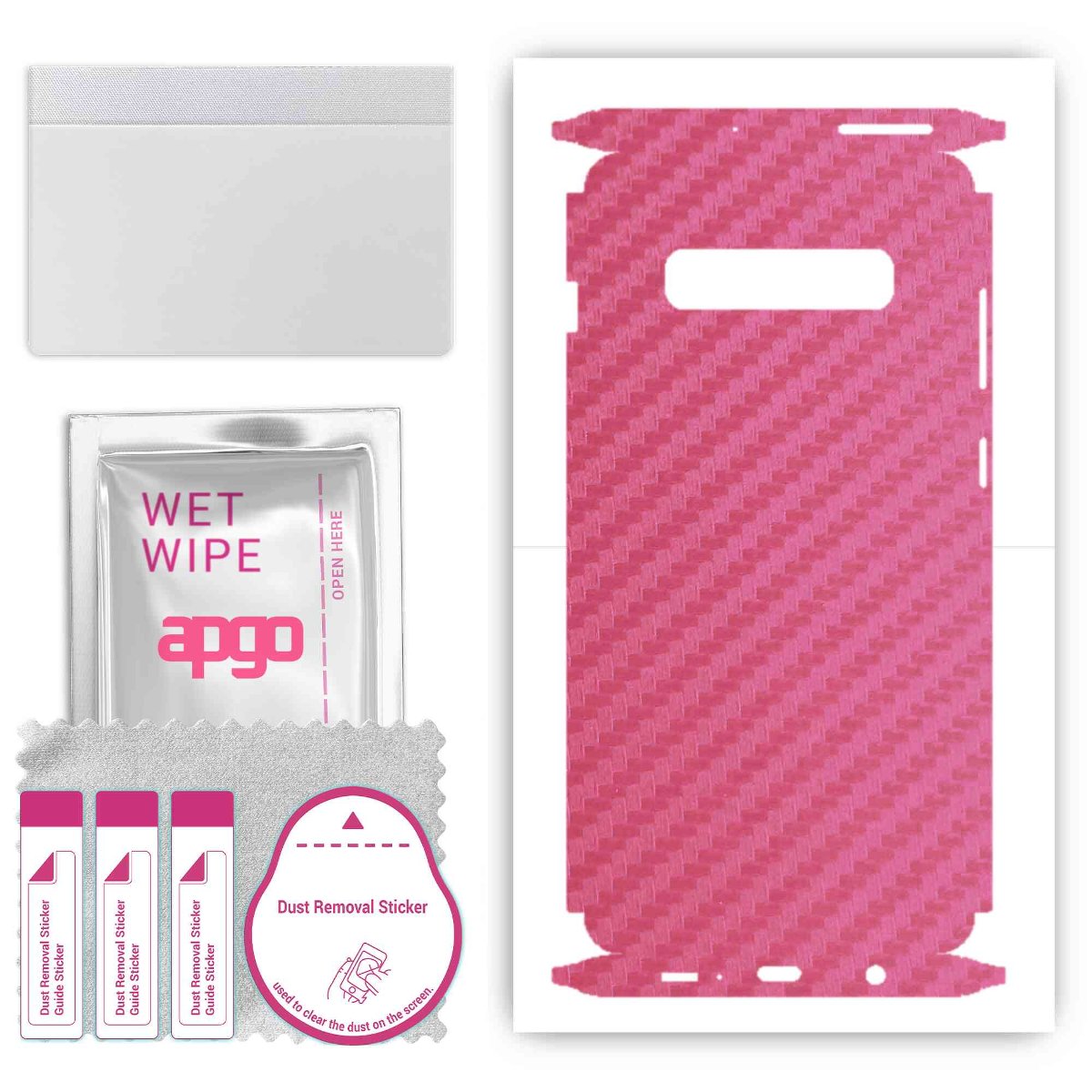 Folia naklejka skórka strukturalna na TYŁ+BOKI do Samsung Galaxy S10+ - Carbon Różowy - apgo SKINS