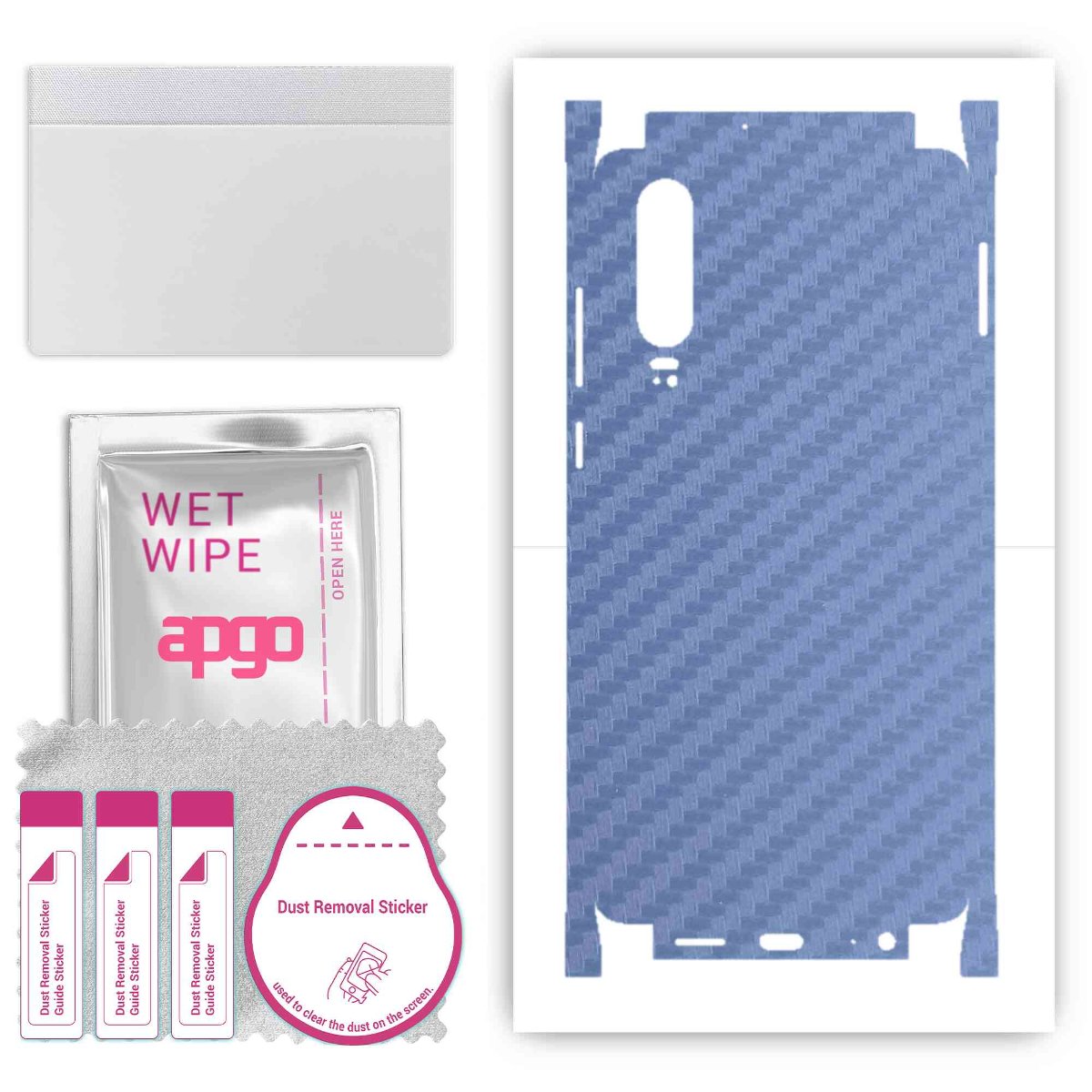 Folia naklejka skórka strukturalna na TYŁ+BOKI do Huawei P30 -  Carbon Granatowy - apgo SKINS