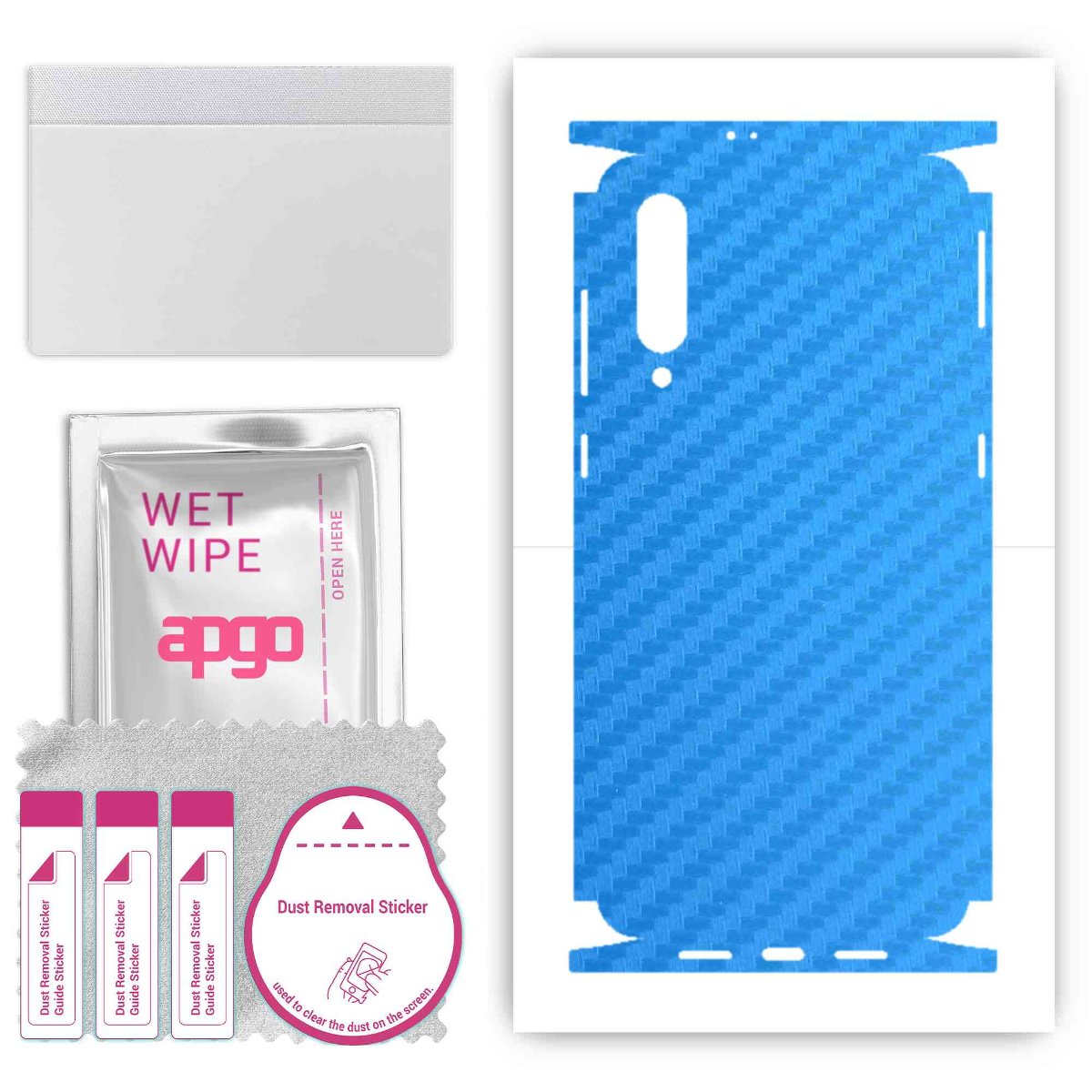 Folia naklejka skórka strukturalna na TYŁ+BOKI do Xiaomi Mi 9 -  Carbon Niebieski - apgo SKINS