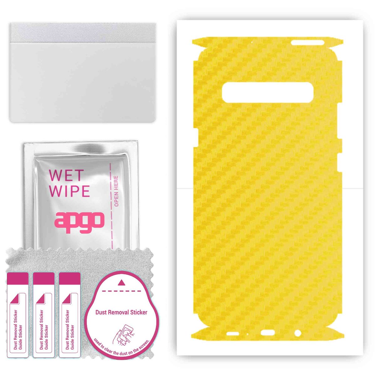 Folia naklejka skórka strukturalna na TYŁ+BOKI do Samsung Galaxy S10 5G -  Carbon Żółty - apgo SKINS