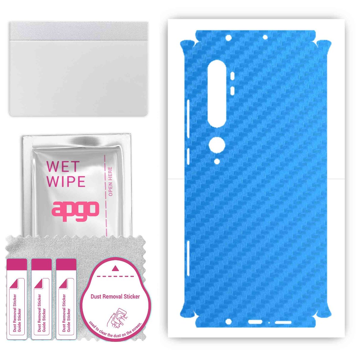 Folia naklejka skórka strukturalna na TYŁ+BOKI do Xiaomi Mi Note 10 -  Carbon Niebieski - apgo SKINS