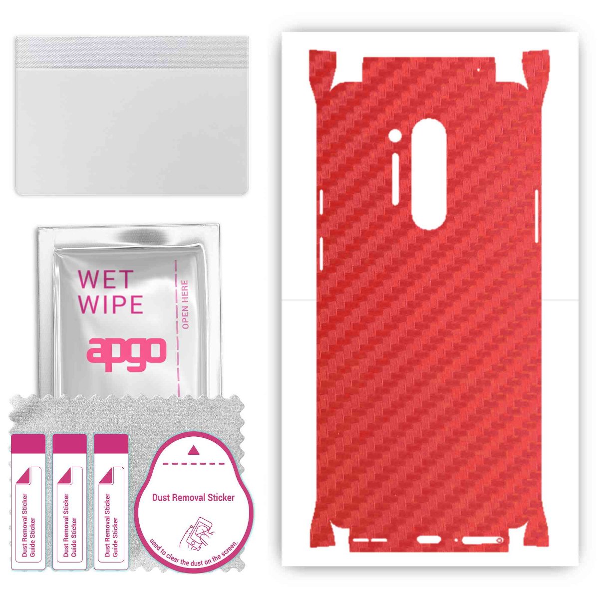 Folia naklejka skórka strukturalna na TYŁ+BOKI do OnePlus 8 Pro -  Carbon Czerwony - apgo SKINS