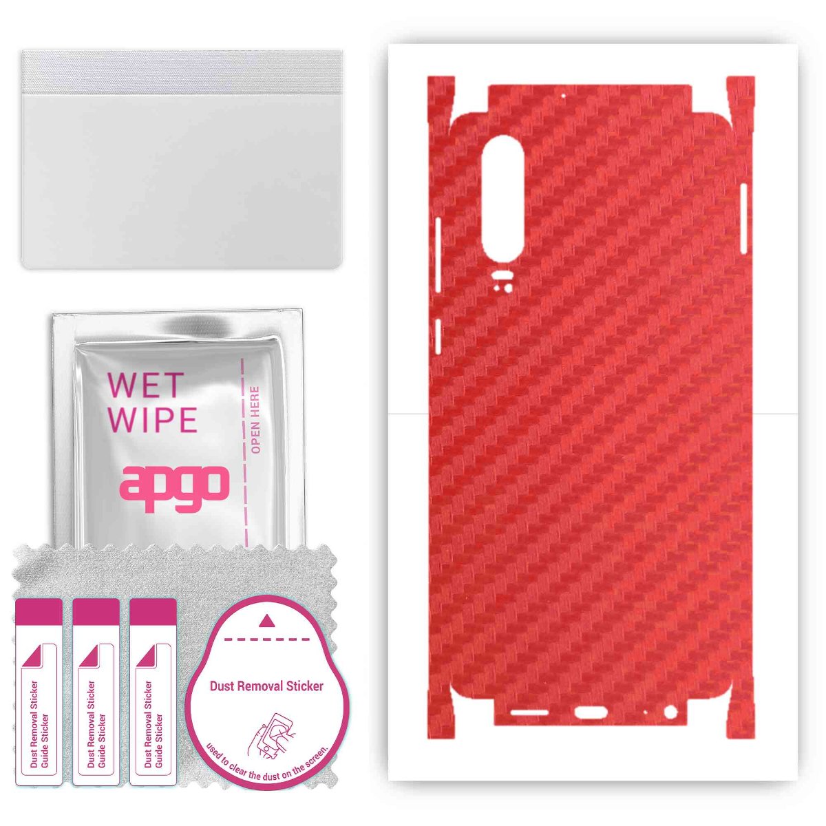 Folia naklejka skórka strukturalna na TYŁ+BOKI do Huawei P30 -  Carbon Czerwony - apgo SKINS