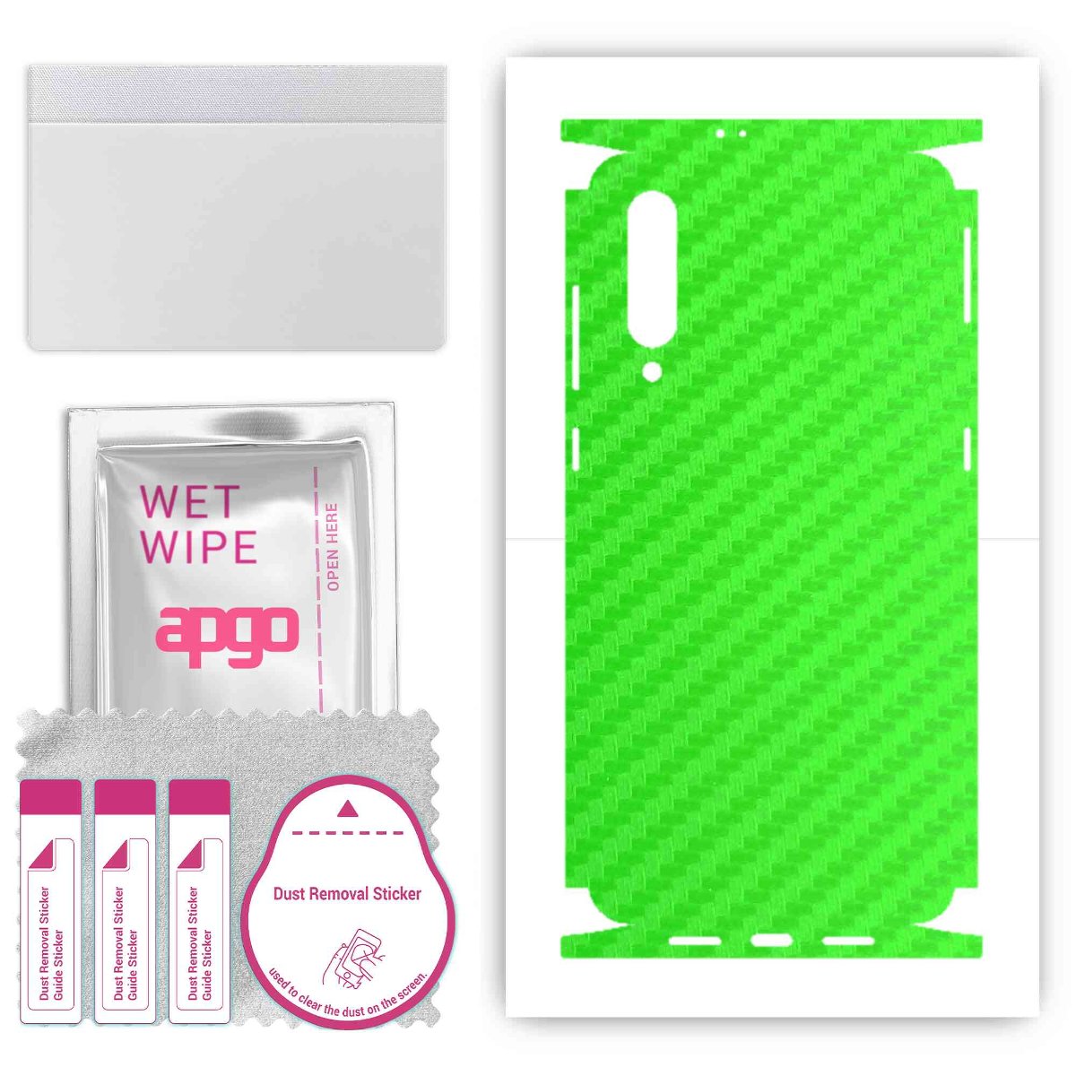 Folia naklejka skórka strukturalna na TYŁ+BOKI do Xiaomi Mi 9 -  Carbon Zielony - apgo SKINS