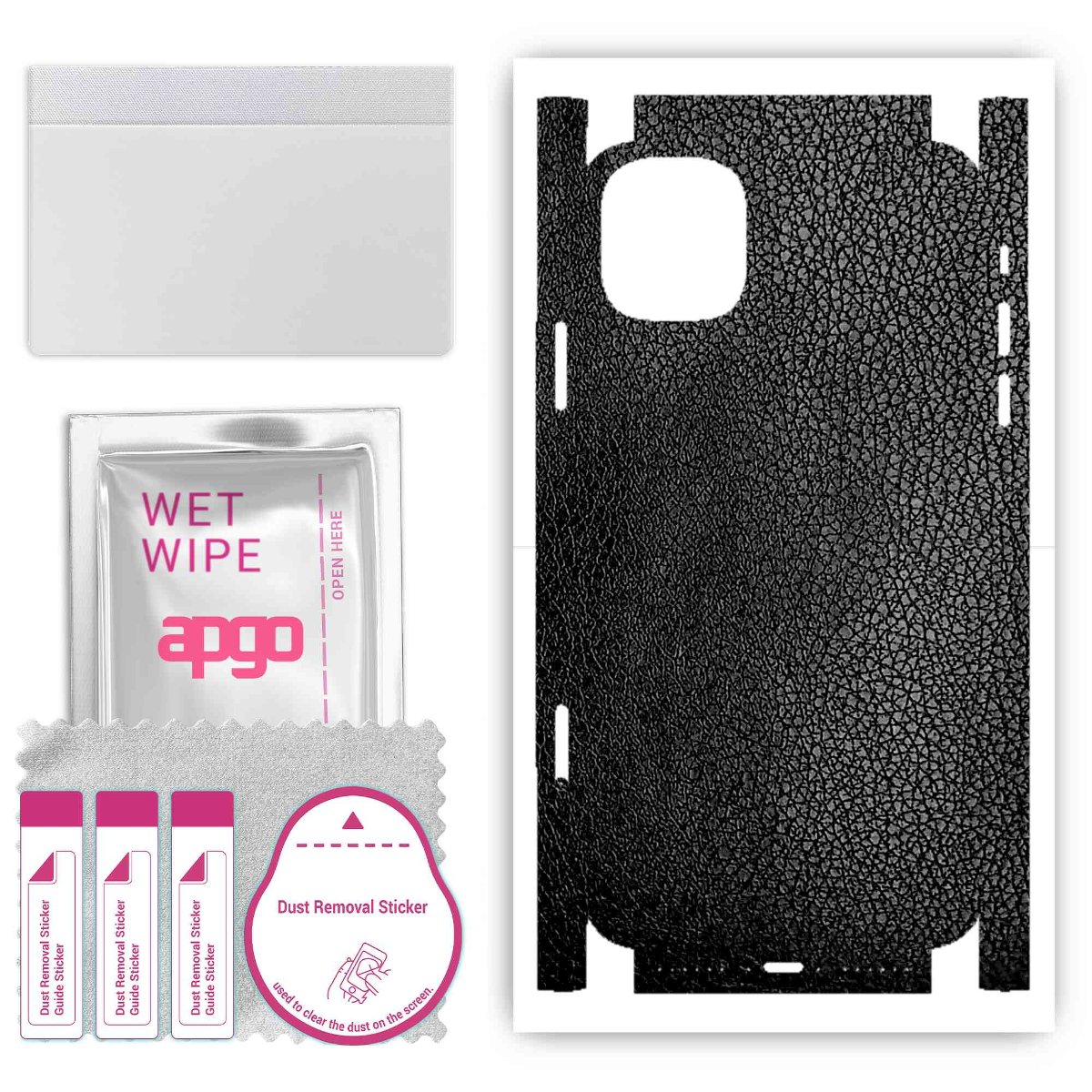 Folia naklejka skórka strukturalna na TYŁ+BOKI do Apple iPhone 11 -  Skóra Czarna - apgo SKINS