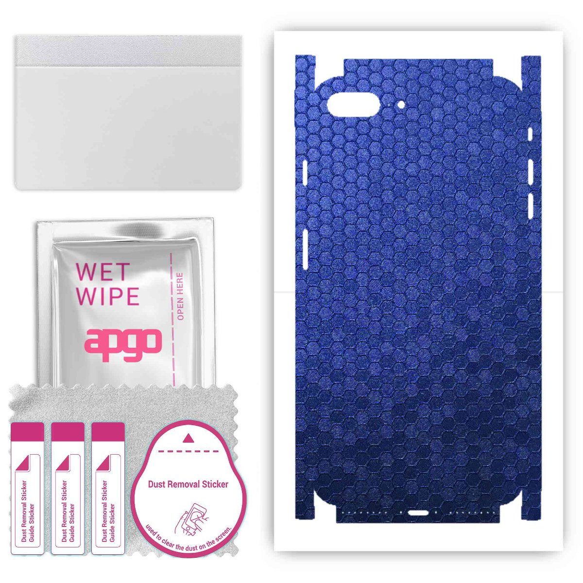 Folia naklejka skórka strukturalna na TYŁ+BOKI do Apple iPhone 7 Plus -  Plaster Miodu Niebieski - apgo SKINS