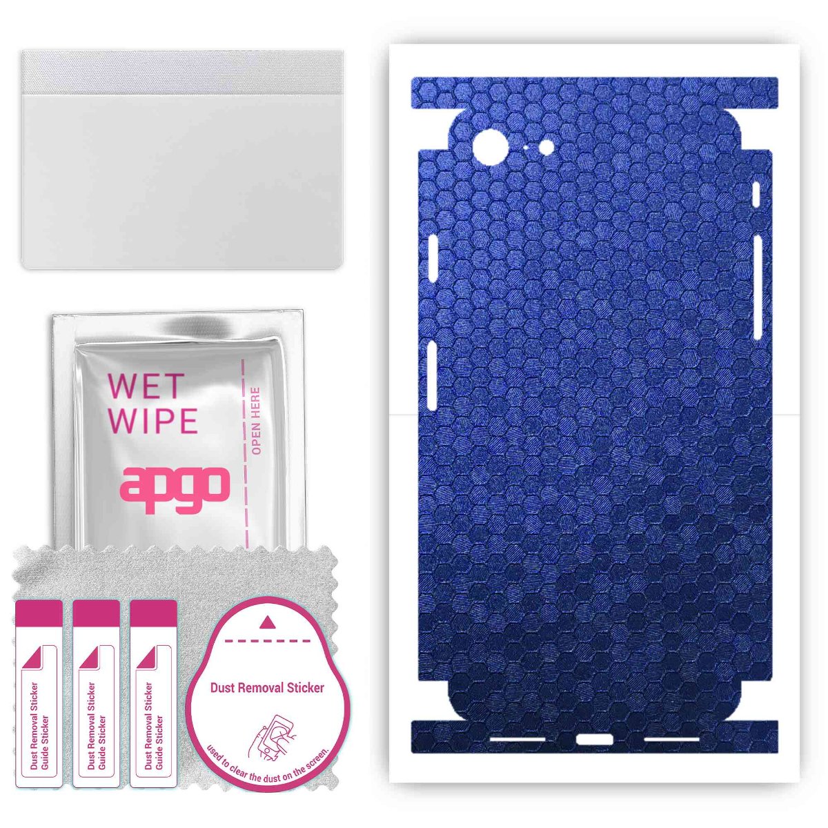 Folia naklejka skórka strukturalna na TYŁ+BOKI do Apple iPhone 8 -  Plaster Miodu Niebieski - apgo SKINS