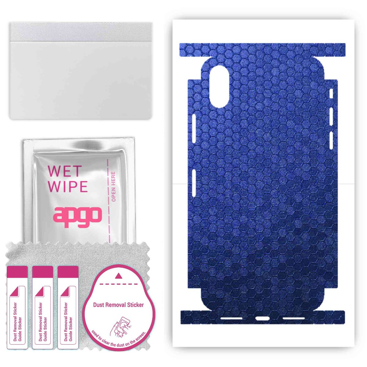 Folia naklejka skórka strukturalna na TYŁ+BOKI do Apple iPhone X -  Plaster Miodu Niebieski - apgo SKINS