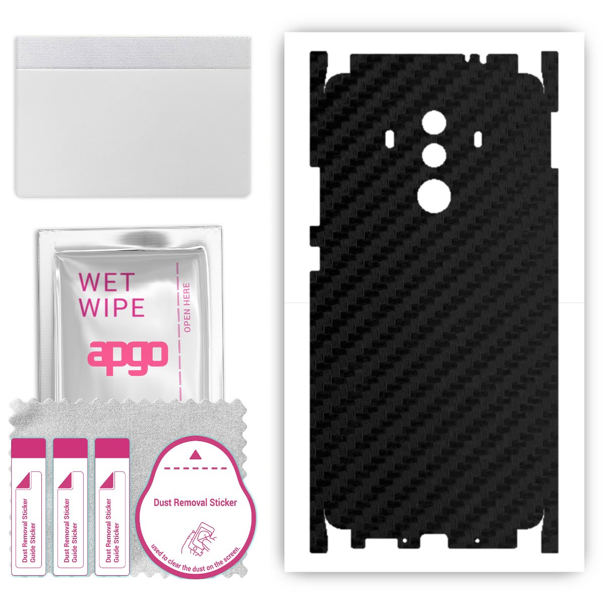 Folia naklejka skórka strukturalna na TYŁ+BOKI do Huawei Mate 10 Pro -  Carbon Czarny - apgo SKINS