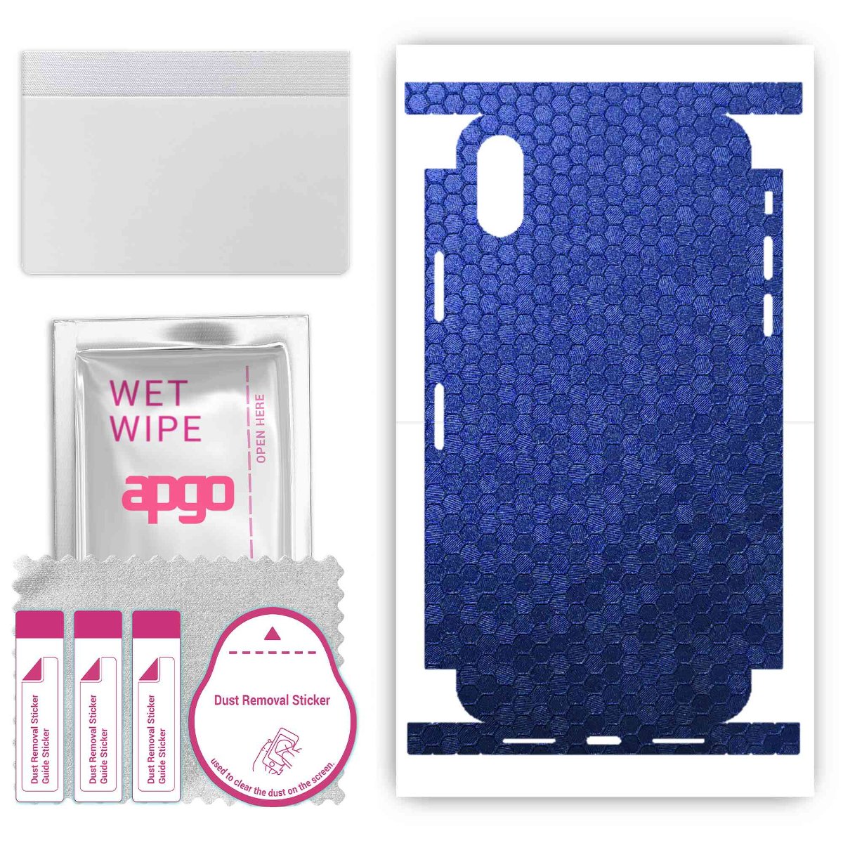 Folia naklejka skórka strukturalna na TYŁ+BOKI do Apple iPhone XS -  Plaster Miodu Niebieski - apgo SKINS