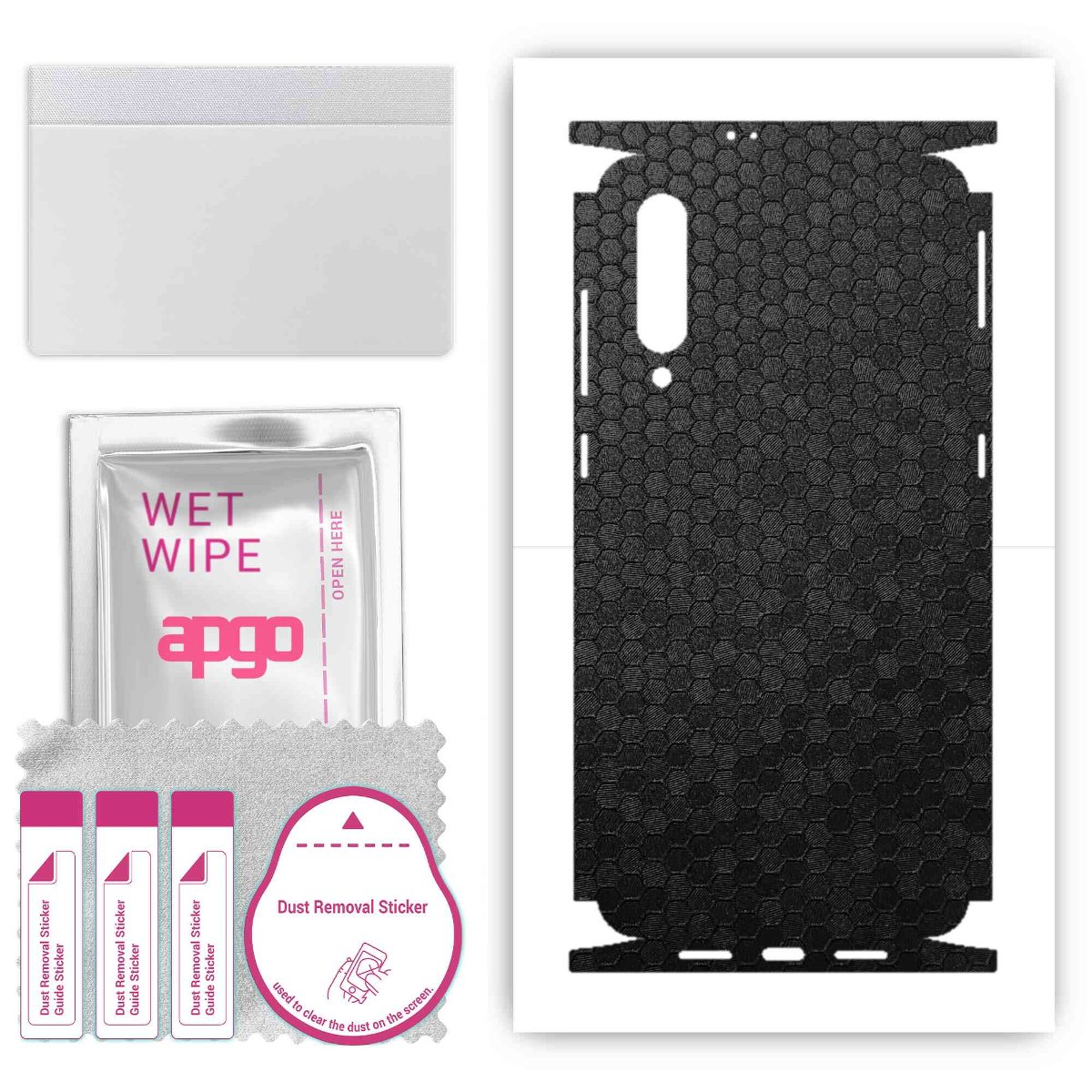 Folia naklejka skórka strukturalna na TYŁ+BOKI do Xiaomi Mi 9 -  Plaster Miodu Czarny - apgo SKINS