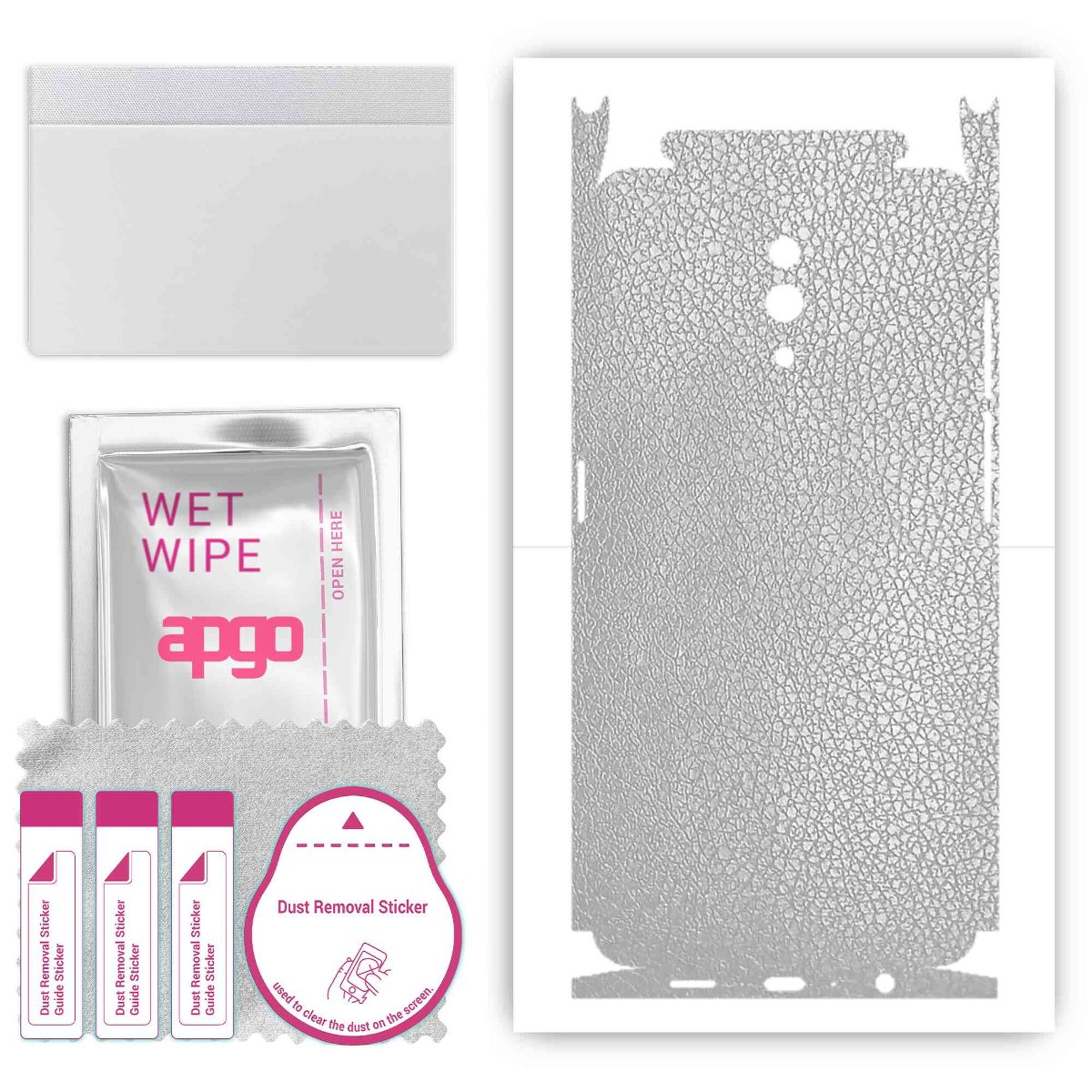 Folia naklejka skórka strukturalna na TYŁ+BOKI do Oppo Reno -  Skóra Srebrna - apgo SKINS