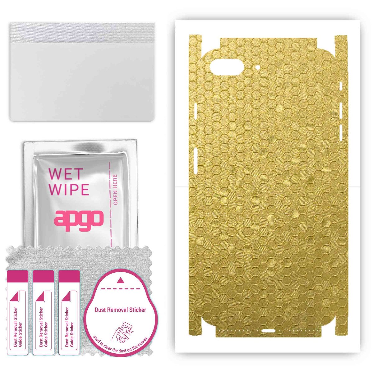Folia naklejka skórka strukturalna na TYŁ+BOKI do Apple iPhone 8 Plus -  Plaster Miodu Złoty - apgo SKINS
