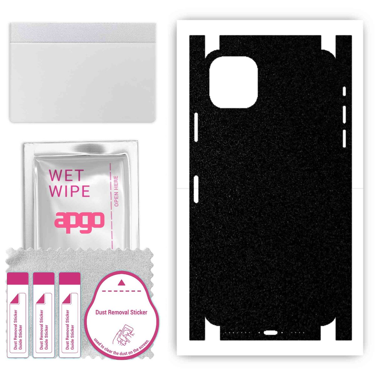 Folia naklejka skórka strukturalna na TYŁ+BOKI do Apple iPhone 11 Pro Max -  Czarny Pastel Matowy Chropowaty Baranek - apgo SKINS