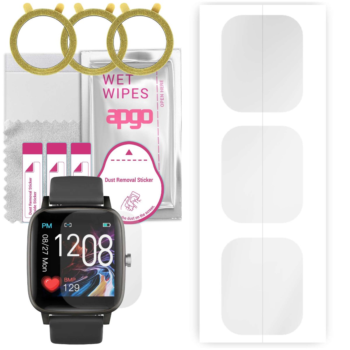 3x Folia hydrożelowa do Bemi TER2 - apgo Smartwatch Hydrogel Protection Ochrona na ekran smartwatcha