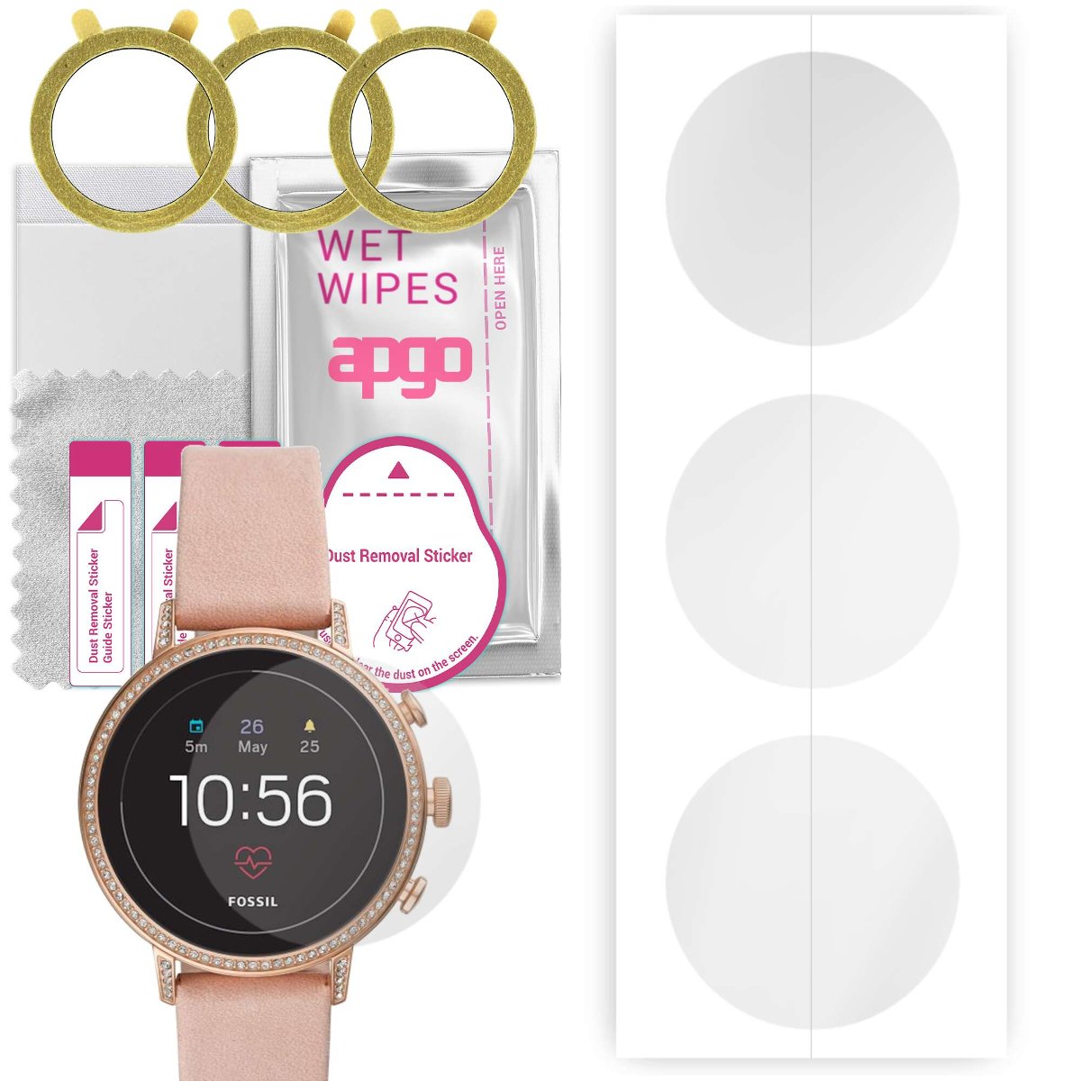 3x Folia hydrożelowa do Fossil FTW6015 Q Venture - apgo Smartwatch Hydrogel Protection Ochrona na ekran smartwatcha